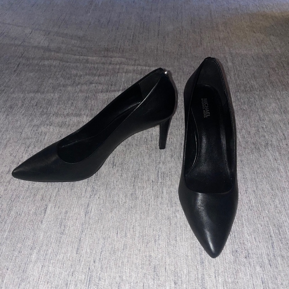 Black Leather Michael Kors Heels